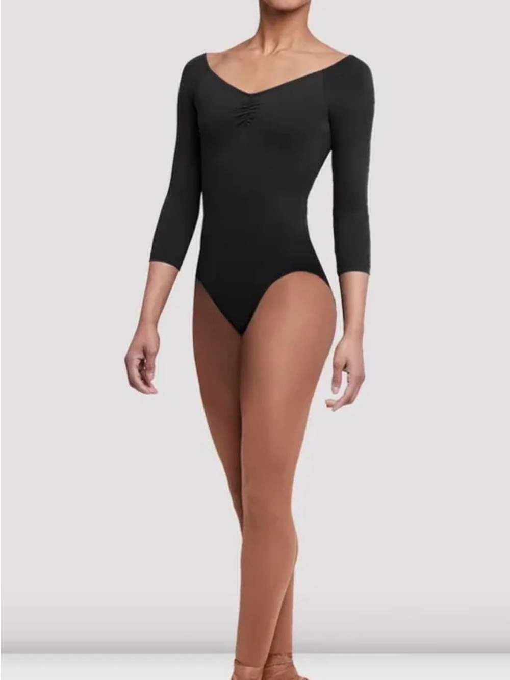 Black 3/4 Sleeve Dance Leotard - Girls